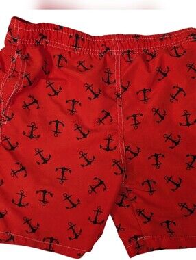 Banana Split Boys Red Swim Trunks With Amchors Size 12-14